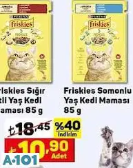 FRİSKİES SOMONLU/SIĞIR ETLİ YAŞ KEDİ MAMASI 85G FRİSKİES SOMONLU/SIĞIR ETLİ YAŞ KEDİ MAMASI 85G